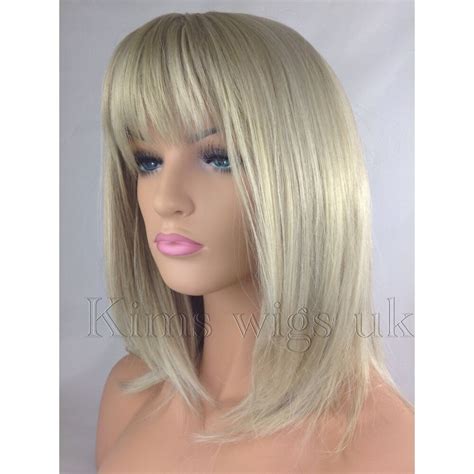 Blonde Wig Ladies Womens Razor Cut Shoulder Length Fashion Hair Full Head Uk Ebay