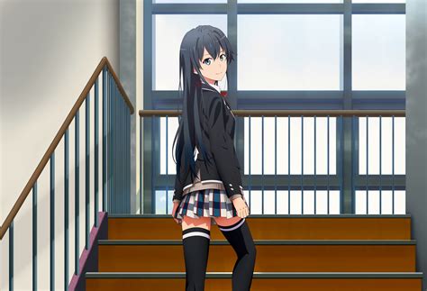 Wallpaper Long Hair Anime Girls Blue Eyes Sitting Stockings