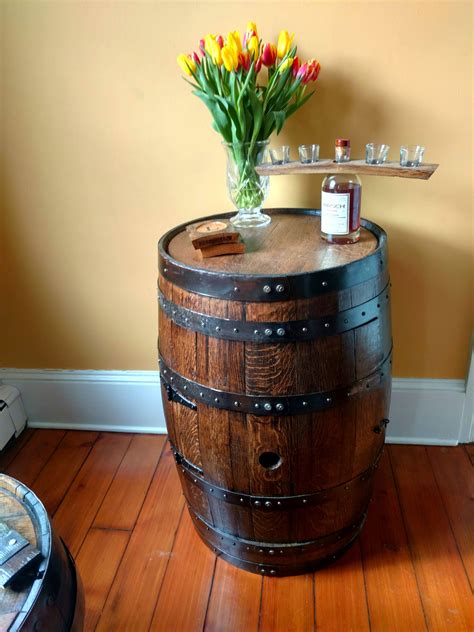 whiskey barrel liquor cabinet handcrafted from a reclaimed etsy