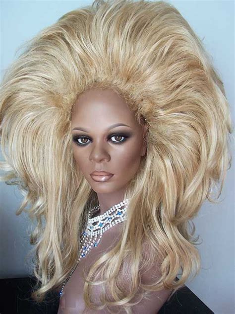Huge Rooted Drag Wig 2 Versions Of Highlighted Golden Blonde Drag Wigs
