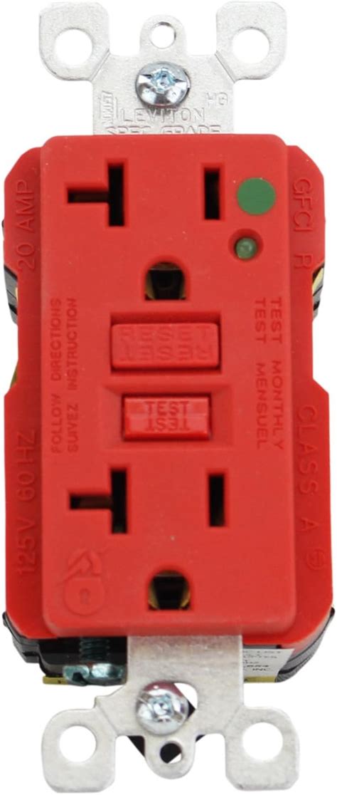 Leviton 8898 Hgr Gfci Duplex Receptacle Windicator Light 20a 125v Red