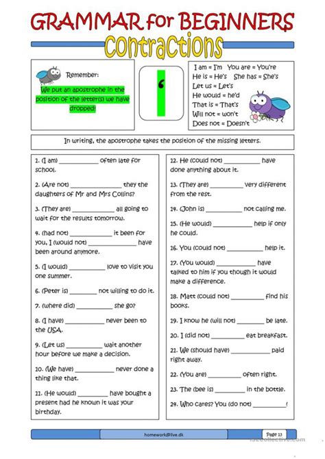 Grammar Worksheet High School English