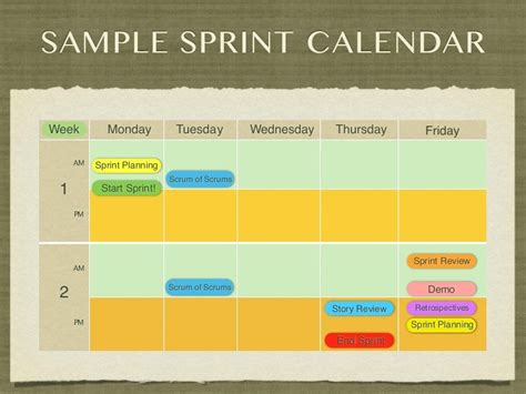 Sprint Calendar Template
