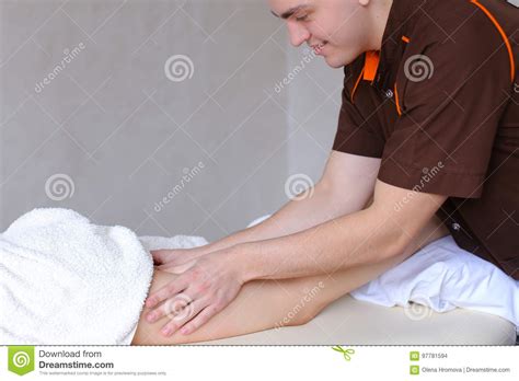Professional Guy Massage Therapist By Hand Makes Anti Cellulite Stock