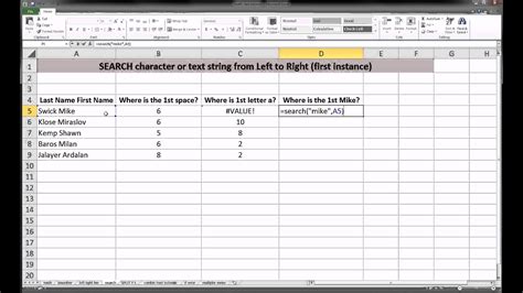 Excel Search Function Youtube