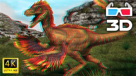 Anaglyph 3d Red Blue Video Oviraptor Dinosaur Chase In Jurassic