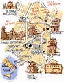Illustrated map, Lecce italy, Puglia