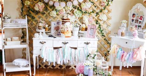 Karas Party Ideas Pastel Shabby Chic First Birthday Party