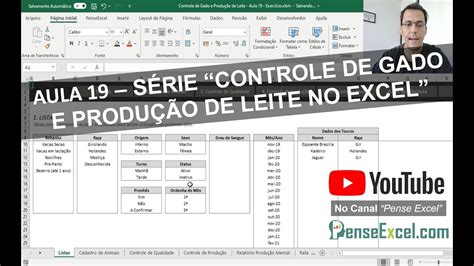 Aula 19 Série Controle de Gado e Produção de Leite em Excel YouTube