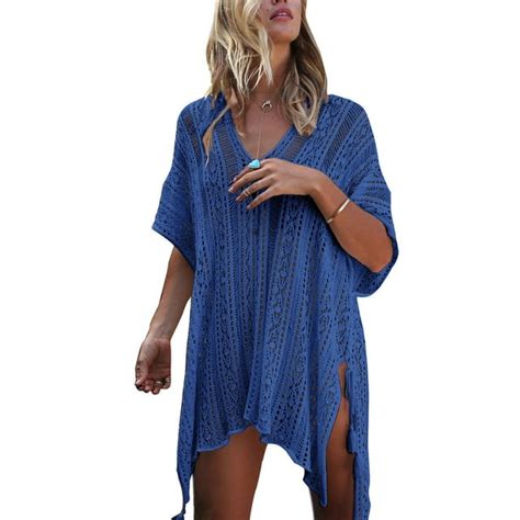 swimsuit cover up for women crochet sleeveless tunic v neck bikini beachwear sheer bathing suit