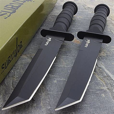 2 X 75 Military Tactical Tanto Combat Knife W Sheath Survival