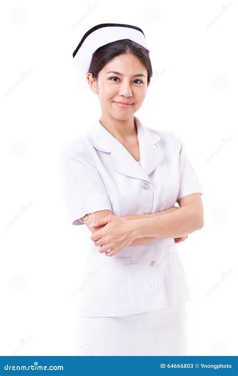 Confident Nurse Crossing Her Arms Stock Image Image Of Lady Asian