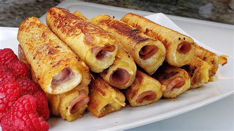 French Toast Roll Ups French Toast Ham Roll Ups Recipe Youtube