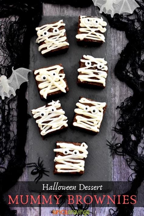 Easy Mummy Brownies Halloween Desserts Spice Cravings