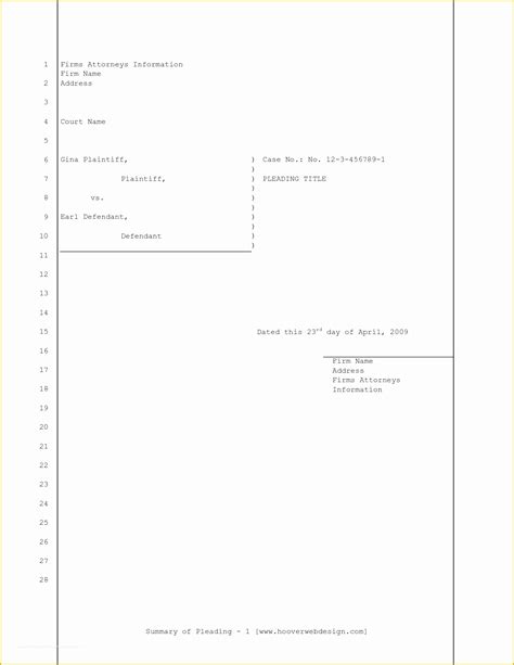 Free Legal Pleading Paper Template For Word