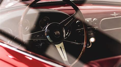 Wallpaper Steering Wheel Retro Red Car