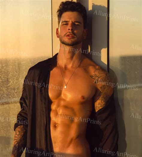 Male Model Print Slender Handsome Beefcake Shirtless Hunk Hot Man N966