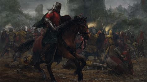 Fire Knight Medieval Battlefields Spear Armor Wounds Blood
