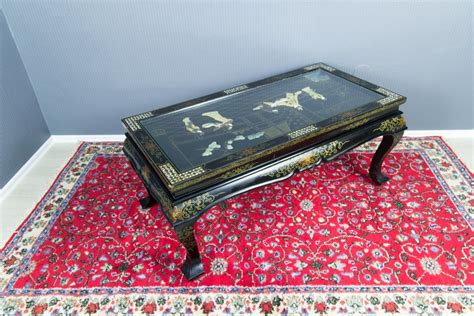 Vintage Chinese Black Lacquer Folding Wood And Mother Of
