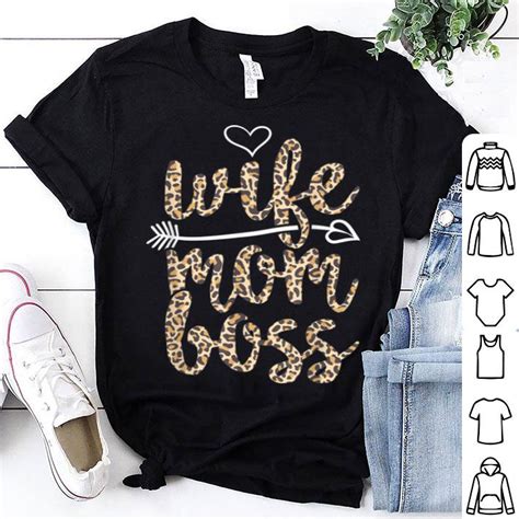 Original Pretty Wife Mom Boss Mothers Day T Women Mommy Leopard Mama Shirt Hoodie Sweater