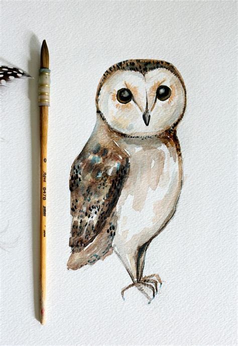 Diy Owl Watercolor Painting Ehow Chouette Effraie Tableau Abstrait