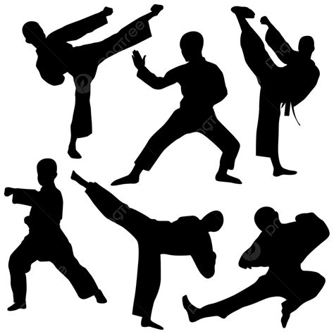 Karate Silhouette Transparent Background Six Set Of Karate Silhouette