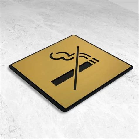 Golden Base Square Acrylic No Smoking Sign Board For Outdoor Mm
