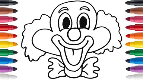 How To Draw And Color A Clown Face Clown Faces Drawings Coloring Pages