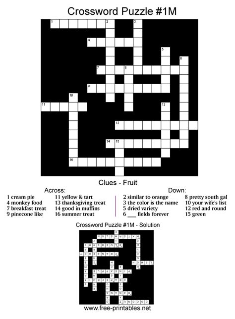 Tabitha came up with the show stopping entry on her own and i just had to make it my own. Medium Printable Crosswords - Free Printable Crossword Puzzles