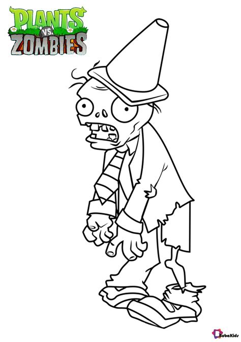 Plants vs zombies Conehead Zombie coloring page | BubaKids.com