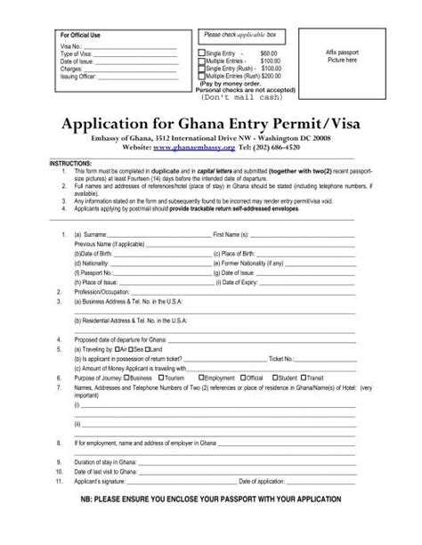 Application For Ghana Entry Permitvisa