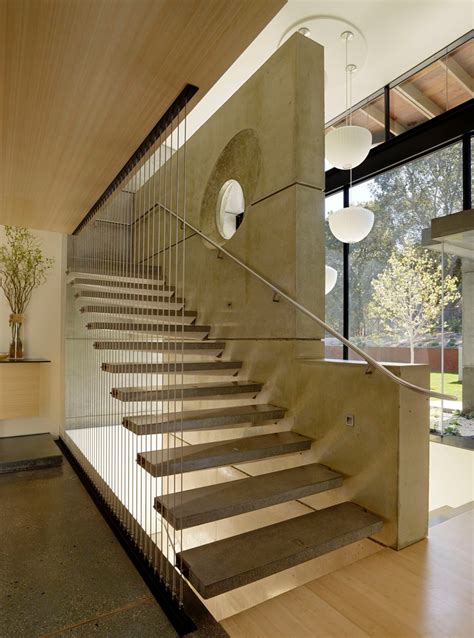 Floating Concrete Stairway At House 7 Cheng Design Sustainable