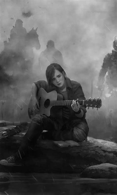 1280x2120 Ellie The Last Of Us Part 2 Guitar Monochrome Iphone 6 Hd 4k