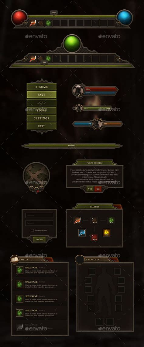 Rpg And Mmo User Interface The Pack Includes More Than 25 Elements You