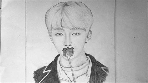 How To Draw Rm Bts Rap Monster Sketch រៀនគូរ How To Draw Rm Rap