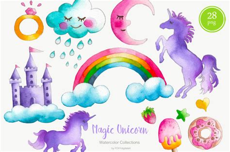 Other popular clip art categories. Watercolor Unicorn Clipart Nursery Decor By FOXYdigitalart ...