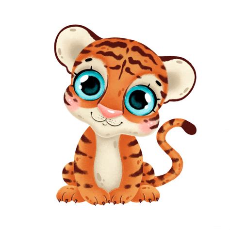 Premium Vector Illustration Of A Cute Cartoon Baby Tiger Isolated