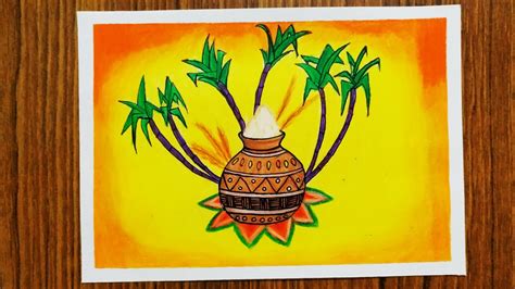 Pongal Festival Drawing With Color Pencils Pongal Drawing Ideas Art