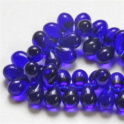 4x6mm Cobalt Blue Glass Teardrop Beads Czech Glass Beads Etsy España