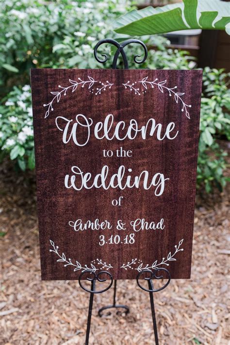 Wedding Welcome Sign Wooden With Personalized Names On Wood Etsy