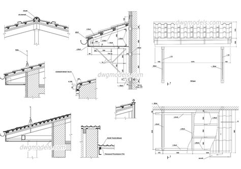 House Roof Sections And Structure Plan Cad Drawing Details Dwg File