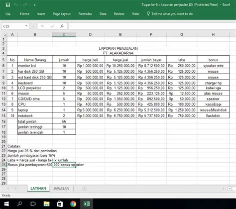 Contoh Rekap Penjualan Harian Barang Sederhana Dengan Excel Microsoft