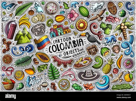 Set Of Colombia Traditional Symbols And Objects Stock Vector Image