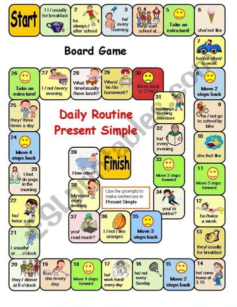 A Board Game With Different Words And Pictures On The Board Including