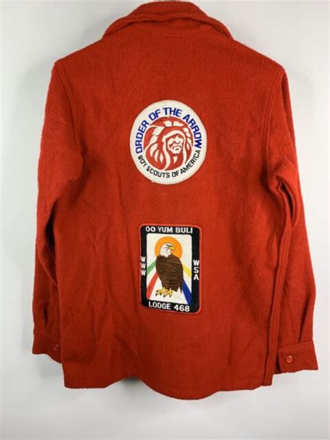 Vintage 70s Bsa Boy Scouts America Red Wool Jacket Order Of The Arrow