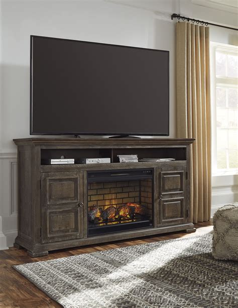 Wyndahl Rustic Brown 72 Tv Stand With Electric Fireplace Ez