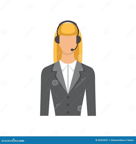 Female Customer Support Phone Operator In Headset Vector Flat Icon