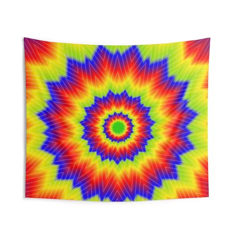 Trippy Tapestry Wall Hanging Art Print Kleurrijke Boho Indoor Etsy