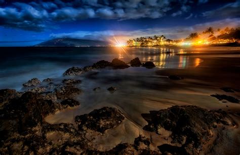 Nightscape Hawaii Looking Up The South Maui Coast At Night Id Love