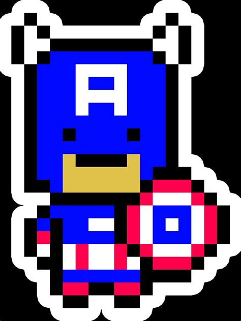 Captain America Sticker Pixel Art Etsy